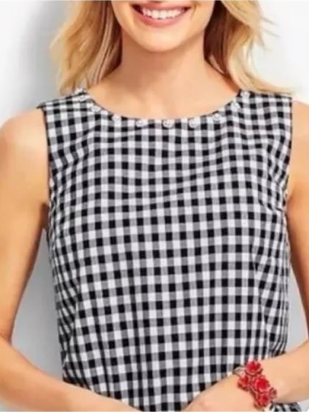 Talbots Black and White Gingham Sleeveless Tank